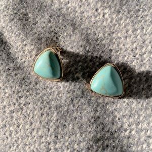 Faux Gold + Turquoise Stud Earrings, NWOT